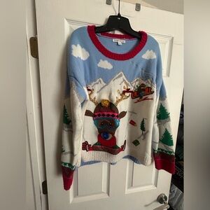 Festive Blue and Red Women's Sweater